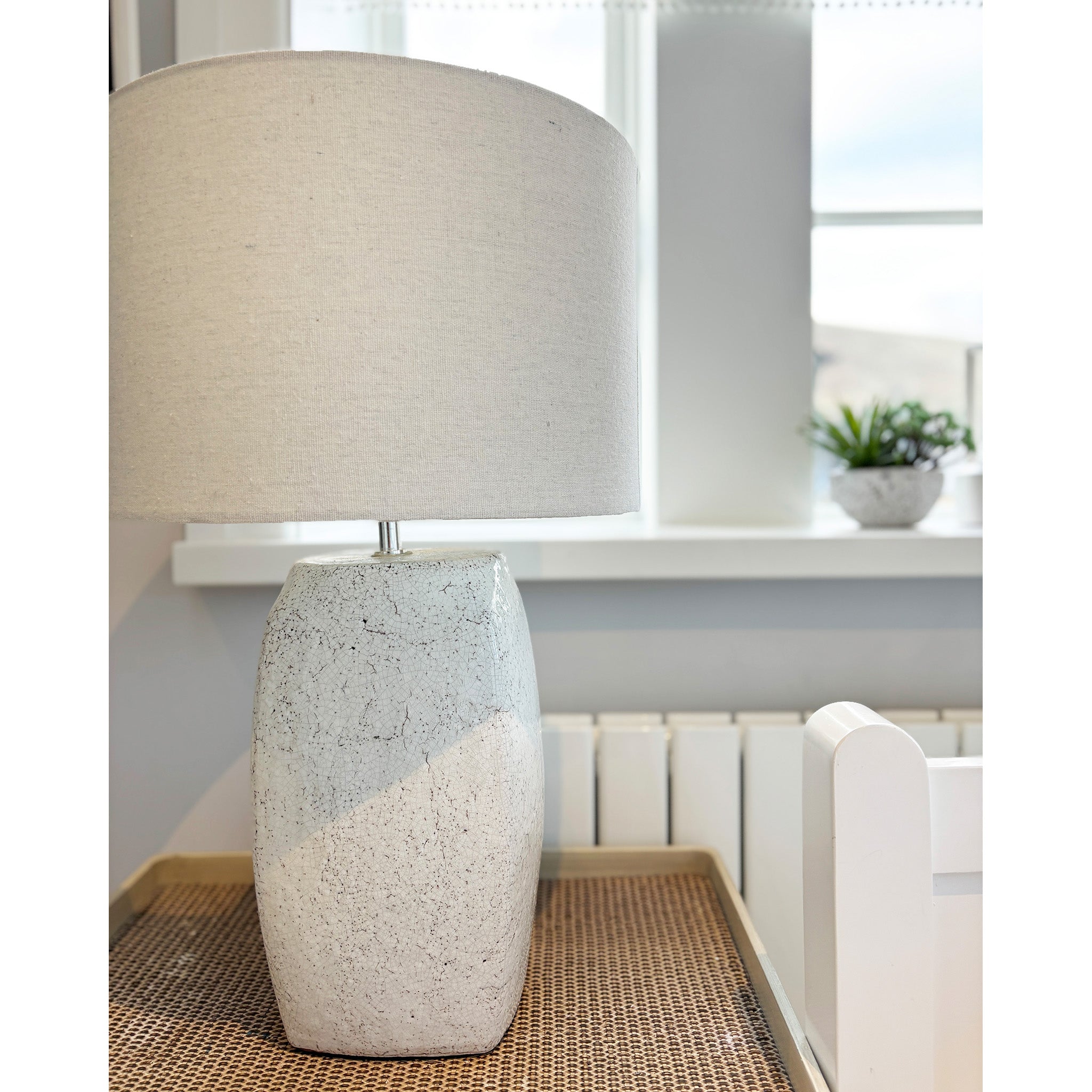 White Crackle Base Lamp